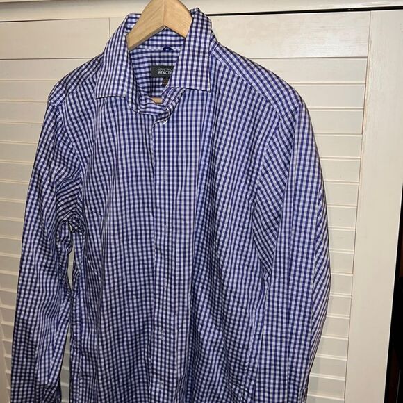 Kenneth Cole reaction, purple check, long sleeve shirt, size medium - Picture 1 of 4